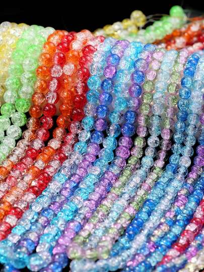 8mm Cute Gradient Floral Glass Beads, Suitable For Jewelry Making, Handmade DIY Materials, Beading, Bracelet, Necklace