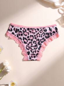 7条装性感冰丝豹纹内裤 - 蕾丝边网纱露臀内裤，金属纽扣 | 收腹提臀，柔软舒适镂空内衣 - 彩色 - 查看 9