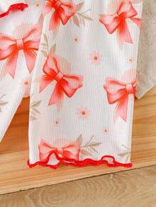 Bộ đồ 2 món cho bé gái, kiểu dáng thanh lịch, in hình bướm, cổ tròn và quần short, thích hợp cho mùa hè. - Đỏ - Xem 11