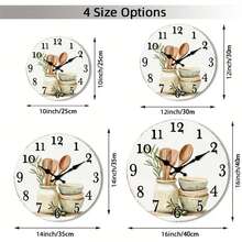2D Design, A Silent Non-Ticking Wall Clock, Featuring A Wooden Decorative Round Design, Is A Rustic-Style Kitchen Decoration With A Tableware Theme, Suitable For The Hallway, Kitchen, Home Office, Studio, Or Guest Room,Mothers Day Gifts,Valentines Gift,Birthday Gifts,Wall Deocr,Room Deocr,Office Decor,House Deocr,Home Deocr Living Room - Style/Multiple Colors/10in/25cm - View 6