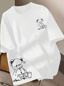 Nuevas  de moda365t Camiseta de manga corta con cuello redondo y estampado floral informal para mujer, Verano - Negro 2 - Ver 13