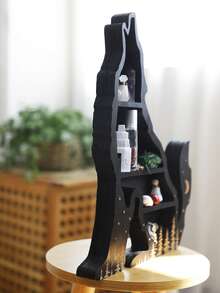 1pc Black Wolf Shaped Wooden Crystal Display Stand, Pagan Altar Decor, Crystal Holder, Pagan Home Decor, Boho Gothic Wall Art, Spiritual Witchcraft Decoration, Moon & Forest Theme Shelf, Gothic Bedroom & Living Room Decor, Witchcraft Gift For Crystal Lovers, Mysterious Tarot Card Holder, Essential Oil & Small Trinket Shelf, Animal Figurine Decor Stand - nhiều màu - Xem 4