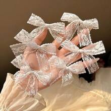2pcs Summer Lace Bow Hair Clips - Beige - View 5