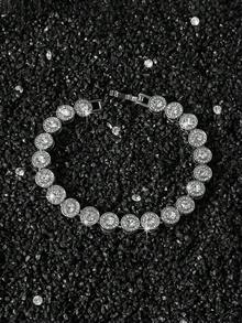 1 Set Collar y Pulsera de Mujer con Cadena Entrelazada de Diamantes Redondos de 8mm, Regalo de Joyería de Moda - Estilo A - Ver 5