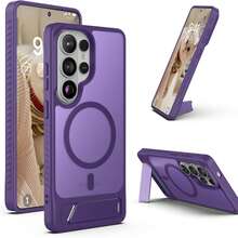 Magnetic For Samsung Galaxy S26Ultra/S26Plus/S26/S25Ultra/S25Plus/S25 Case, Built-In Stand, Compatible With Magsafe, Matte Translucent Hard Back + TPU Bumper Phone Cover With Magnets For Galaxy - Purple - View 1