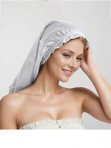 1 pezzo Cuffia da notte a tinta unita, cuffia per la cura dei capelli in raso, cuffia da notte a coda lunga di colore scuro, fascia elastica per capelli, adatta per estate, spiaggia, cappello - Multicolore - Visualizzare 8