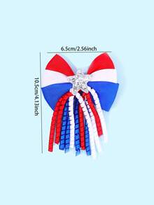 2 pièces Épingles à cheveux avec nœuds pour le 4 juillet et le Memorial Day, nœuds de cheveux à pompons bouclés blanc bleu rouge, épingles à cheveux avec étoiles pailletées et rayures, barrettes de drapeau américain, accessoires de cheveux mignons pour cadeaux de fête des filles - Multicolore - Voir 5