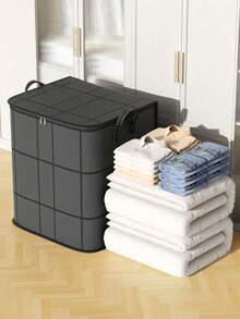 Extra Large Thickened Foldable Clothes Storage Bag, Heavy Duty Tear-Resistant Storage Bag With Reinforced Handles And Zipper, Space-Saving Waterproof Storage Box Alternative, Home Organization, Dorm Essentials - Grey - View 6
