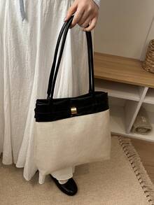 极简时尚水桶包新品上市，优雅手提包，女士单肩包，休闲斜挎包 - 黑色 - 查看 2