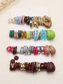 1-20 Pairs Random Beaded Letter C, Vintage Retro, Geometric Exaggerated Fashion Earrings Set, Blind Box Combination, Suitable For Women, Mother's Day, Valentine's Day, Christmas, New Year, Daily Wear - Multicolor - View 3