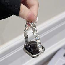 1pc CILOA New Metallic Rhinestone Silk Flower Strap, Niche Luxury Design Watch Band - 42/44/45/46/49 - View 2