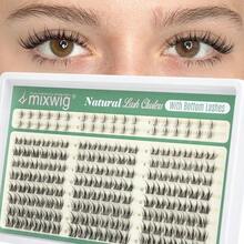 Natural Lash Clusters 8-12MM Eyelash Clusters Short Cluster Lashes With Bottom Lashes Manga Individual Lashes C Curly DIY Clear Band Lash Extension Bond And Seal Tweezers By - Cụm từ ngắn C-Manga - Xem 1