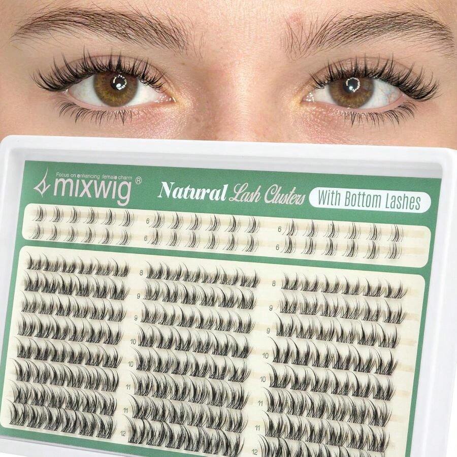 Natural Lash Clusters 8-12MM Eyelash Clusters Short Cluster Lashes With Bottom Lashes Manga Individual Lashes C Curly DIY Clear Band Lash Extension Bond And Seal Tweezers By - Cụm từ ngắn C-Manga - Xem 1