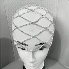Rhinestone Cap Headpiece For Women Crystal Tassel Hair Accessories Belly Cap Headpieces Wedding Bridal Head - Nhân Mã - Xem 5