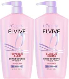 L'Oréal Paris L'Oreal Paris Elvive Glycolic + Gloss Shine Boosting Shampoo And Conditioner Set, Cleanses And Smooths Dull, Porous Hair Into High-Shine, Glossy Hair, 1 Kit - 洗髮+護髮素 - 查看 1