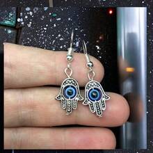 1 Pair New Arrival Hot Selling Blue Evil Eye Decor Earrings, Earring Hooks - Antique Silver - View 6
