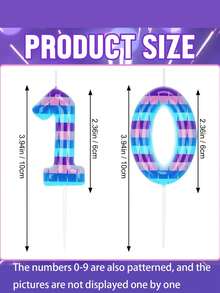 Multicolor Mosaic Number 0-9 Game & Battle Theme Birthday Party Cake Decorative Candles - View 9