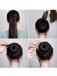 2pcs Black Donut Hair Bun Maker Hair Styling Tool Set - Black - View 7