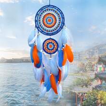 Yunnan  Crochet Feather Dreamcatcher Souvenir - Cloud Wind - Blue - View 1