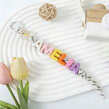 A Handcrafted, Personalized Flower Keychain With Customizable Colored Acrylic Letter Beads. A Perfect Mother's Day Gift Or Back-To-School Gift. - Letter Keychain - View 33