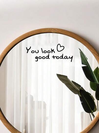 1 pieza "Te ves genial hoy" Espejo de maquillaje autoadhesivo, adecuado para sala de estar, dormitorio o baño, excelente para ventanas, paredes y puertas, agrega una elegante decoración del hogar, pegatina decorativa