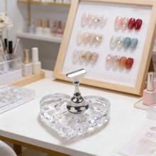 1个心形和熊图案可重复使用磁性亚克力美甲展示架，云朵形便携式假指甲展示架，美甲工具 - 彩色 - 查看 12