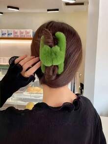 1件裝毛絨抓夾髮夾，舒適保暖柔軟蓬鬆，適合女性與女孩，適用於粗髮 - 彩色 - 查看 2