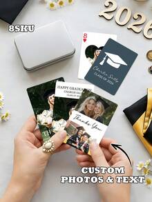 Personalized Graduation Poker Cards,Custom Photo & Text, Personalized Class Of 2026 Poker Deck With Thank You Text,Personalized Graduation Poker Cards - Custom Graduation Party Favors & Keepsakes - Multicolor - View 2