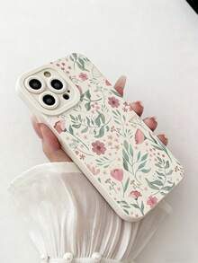 1 Peça Capa de Telefone Pintada Antiderrapante e Durável com Borda Perfurada e Floral Fofa e da Moda, Compatível com iPhone17/17Pro/17ProMax/16/11/16pro/16plus/16promax/16/15Promax/13/14/12/XS/XR/7G/8P, Compatível com Capa Protetora de Telefone Anti-Queda Galaxy [Versão Internacional, Não Doméstica] - Multicolorido - Visão 5