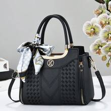 Túi xách nữ đa năng, thêu họa tiết mùa xuân/hè mới về, quà tặng cho mẹ, hẹn hò, mọi mùa, thêu hình thoi, dung tích lớn, túi tote và túi đeo vai, đi làm, chất liệu độc đáo, quà tặng ngày lễ. - màu đen - Xem 8