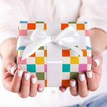5m/Roll Colorful Plaid Wrapping Paper Roll - Mini Roll - Width: 17 Inches (43cm) - Colorful Checkered Design, Perfect For Weddings, Bridal Showers, Birthday Celebrations - Colored Grid - 5m - View 7