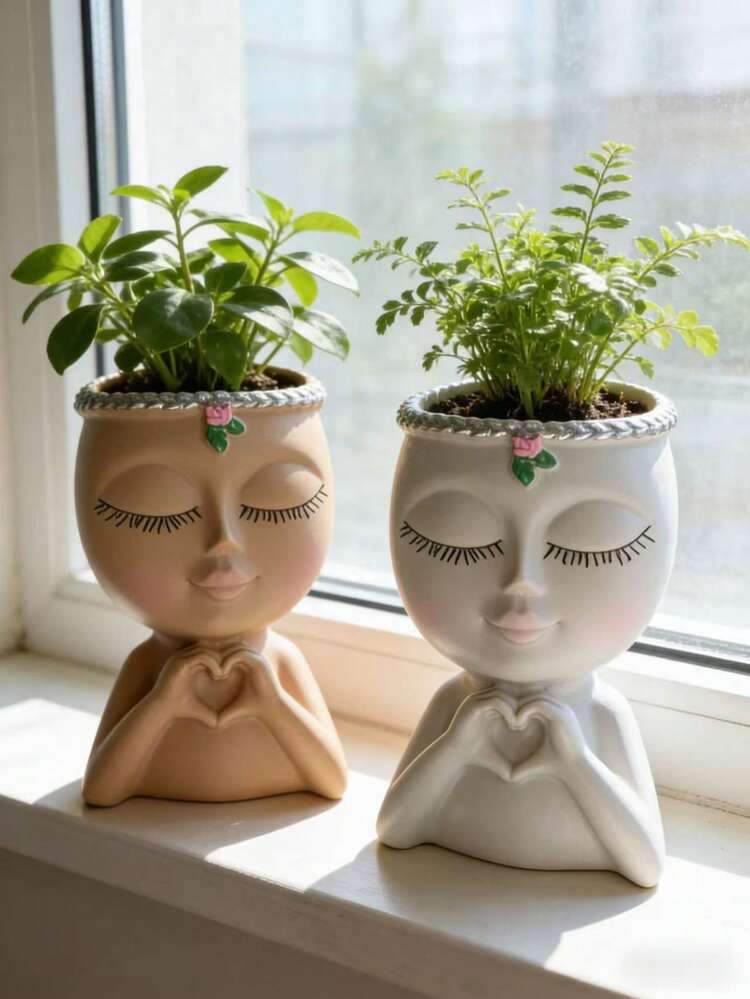 1 chậu cây hình cô gái nhắm mắt theo phong cách tối giản, chậu cây hình khuôn mặt cử chỉ tay dễ thương, chậu cây trang trí hoa hồng phấn kiểu Nhật độc đáo với lông mi dài, có sẵn màu kaki và trắng sữa, chậu trồng cây mọng nước phong cách Bohemian Bắc Âu, thích hợp trang trí trong nhà/ngoài trời, ban công, sân vườn, bàn, đồ trang trí sân vườn nghệ thuật hiện đại, món quà hoàn hảo cho người yêu cây, giá đỡ cây tối giản trong nhà. - A - Xem 4