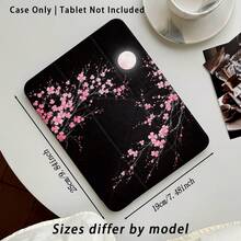 櫻花與月亮圖案彩繪效果壓克力水晶平板保護殼，相容於 Honor 8/9/10/X8/X8A/X9/X8Pro/X9Pro、MatePad SE 11"/MatePad 11"/11.5"/MatePad Pro、Apple 10th/11th Gen 2025 (A16)、Galaxy Tab A7/A9 及其他熱門機型 - 彩色 - 查看 3