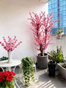 1pc Elegant Artificial Peach Blossom Branch - Decorative Flower For Garden, Suitable For Anniversary, Wedding, Easter, Birthday, New Year, Indoor/Outdoor Holiday Decor, No Power Source, Container Not Included - Pink - View 10