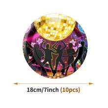 Disco Night Disposable Plate, Napkin, Cup Set, Plates, Napkins And Cups Party Supplies, Suitable For 10 Guests, Disposable Paper Plates Party Tableware Suitable For Birthday, Wedding, Party, Family Picnic - View 8