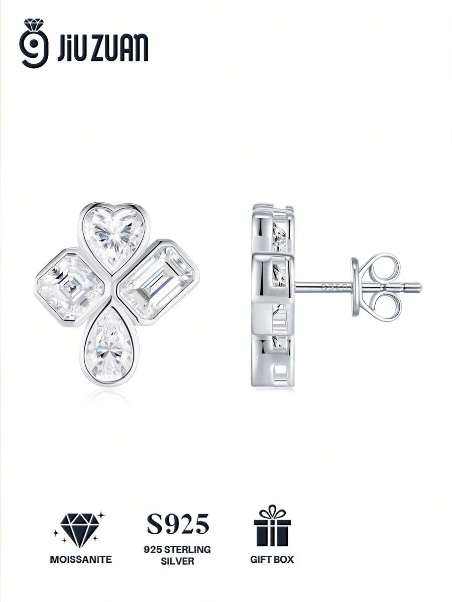 Bông tai Moissanite bạc 925, thiết kế tối giản sang trọng, không gây dị ứng, chống oxy hóa, đa năng, quà tặng cho Ngày Valentine, Ngày của Mẹ, đám cưới, lễ đính hôn, sinh nhật, đựng trong hộp quà kèm giấy chứng nhận.