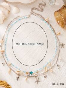 Dây chuyền eo nhiều lớp phong cách Bohemian dành cho nữ, họa tiết vỏ sò, sao biển, ngọc trai, bộ dây chuyền cơ thể gợi cảm mùa hè đi biển. - Nhiều màu - Xem 9