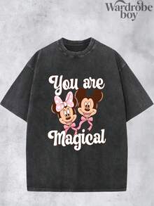 Disney Authorized Short Sleeved Printed T-Shirt, MIQI And MINI Printed T-Shirt,Graphic Tees, Cotton Graphic Tees,Funny Graphic Tees,Suitable For Family Travel And Vacation. Mother's Day T-Shirt, Suitable For Both Men And Women. Cotton T-Shirt, Comfortable And Breathable. - Black - View 2