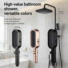 Three-Stage Pressure-Boosting Microphone-Shaped Showerhead With High-Flow Handheld Sprayer, Home Bathroom Shower Set - Black Shower Head - View 3