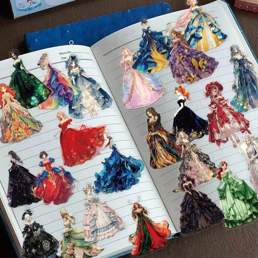 50/150/250/500pcs Dress Girl Sticker Set, Decorative For Scrapbooking, Diary, Planner, Card, Envelope, Water Bottle, Phone, Guitar, Skateboard, Party Gifts - Dress Girl - View 1