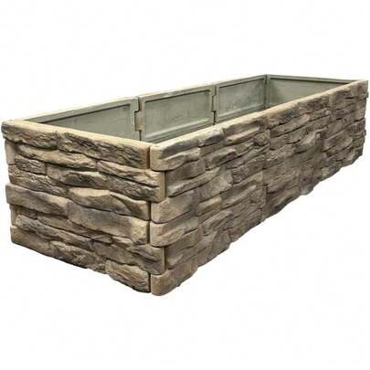 Raised Garden Bed Outdoor Tan/Brown Ledgestones Composite Polyurethane Natural Look Stone Garden Planter Box (4-Pack)
