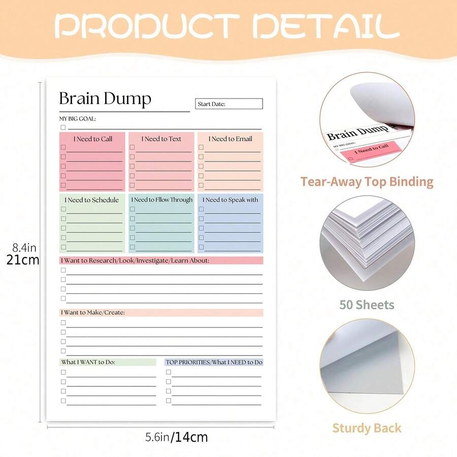 A Tear-Out To-Do List Notebook For Clearing Your Mind | A5 Daily Planning And Management Planner, High-Performance Planner, Minimalist Notebook And Planning Tool, With Date And Schedule Pages, Smooth Paper. - Square - View 1