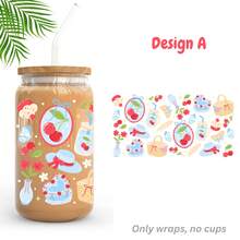 16oz Glass Cup Sleeve, Retro Countryside Style Cherry, Lemon, Blueberry Picnic, Countryside Style UV Protection DTF Cup Sleeve, Cute Countryside Style Fruit & Floral UV Protection DTF Cup Sleeve Fits Glass Cups, Bottles, Mugs, Waterproof UV Protection DTF Sticker Fits Notebooks, DIY Decoration, Water Bottles, Gift For Girl Friends - Rectangle - View 8