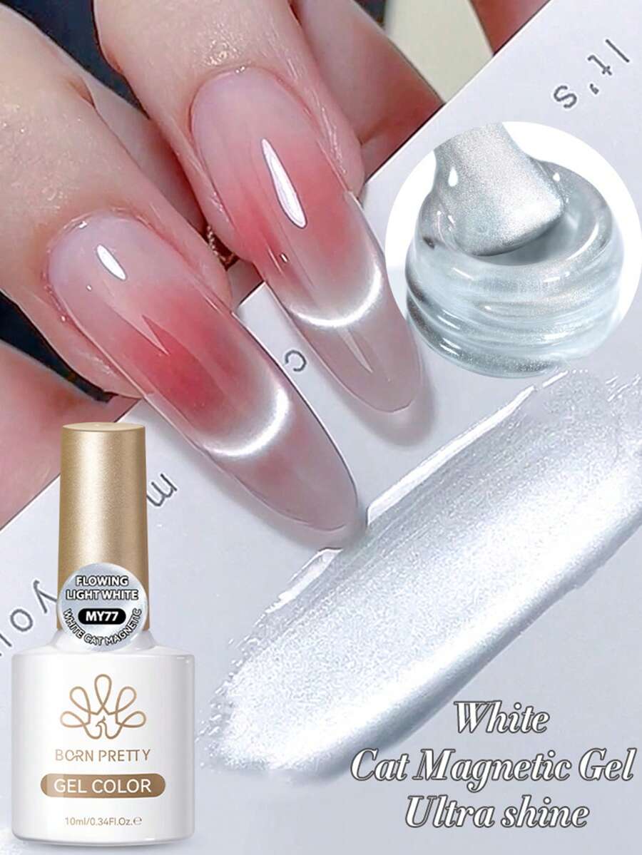 BORN PRETTY 10ml 流光白猫磁性凝胶指甲油，超亮泽，半永久可卸UV/LED美甲沙龙专用 - 彩色 - 查看 1