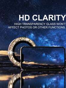 3pcs Apple 17/17Pro/17Promax/16 Pro/16 Pro Max Camera Lens Protector, 9H Tempered Glass Lens Cover, Metal Independent Decorative Film, Gold Glitter - Gold - View 5