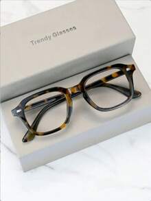 Retro Square Frame Unisex Glasses, Suitable For Office, Computer, Mobile Phone Use - Clear - View 1