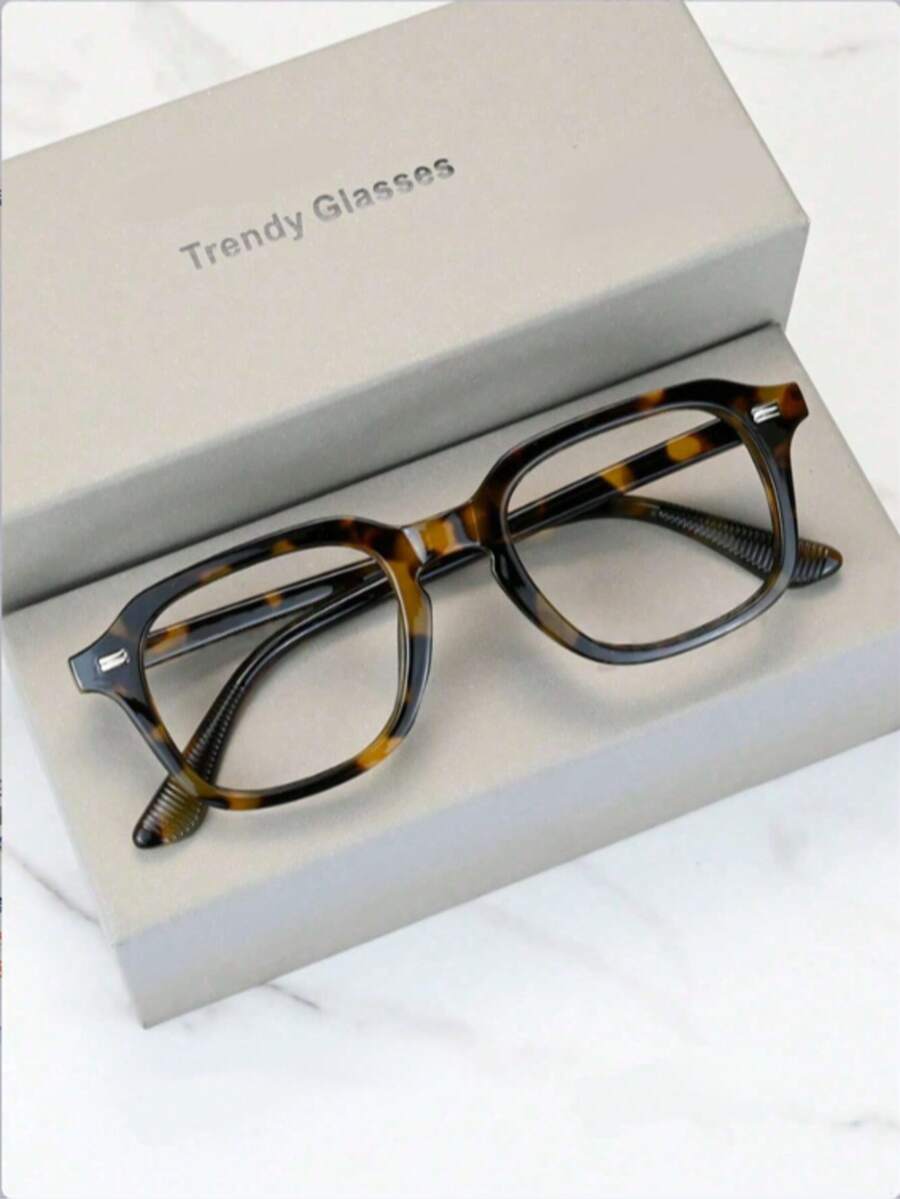 Retro Square Frame Unisex Glasses, Suitable For Office, Computer, Mobile Phone Use - Clear - View 1