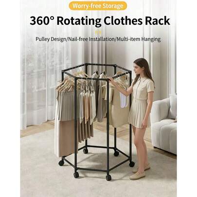 Freestanding Hexagonal Carbon Steel Coat Rack, Heavy Duty Single Tier Rack With Non Slip Rubber Tips, Space Saving Corner Friendly Rack For Entryway Hallway Laundry Room