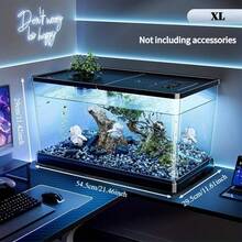 Sturdy Large Aquarium With A Lid - Clear, Leak-Resistant Design Suitable For Fish, Turtles, And Aquatic Plants, Perfect For Use In For Home Offices Or Classrooms, Featuring A Contemporary Rectangular Setup, Great For Christmas And Holiday Decor - XL-with Accessories - View 10