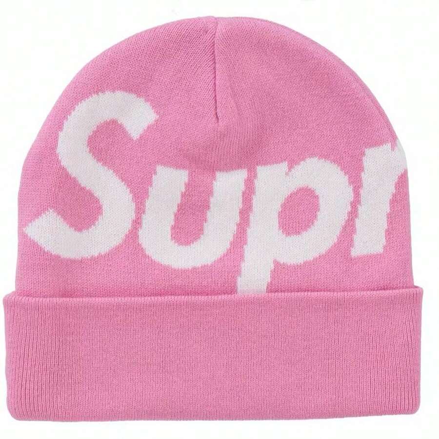 Supreme Intarsia Logo Beanie Hat - Authentic Designer Knitwear | Viral 2026 Unisex Streetwear Winter Accessory | Premium Jacquard Knit Smooth Logo Cap | Iconic Cuffed Beanie Hypebeast Essentials | Luxury Minimalist Knitted Headwear - 粉色 - 查看 1